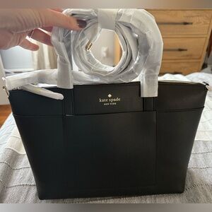 kate spade Black Leather Tote with Front Pocket